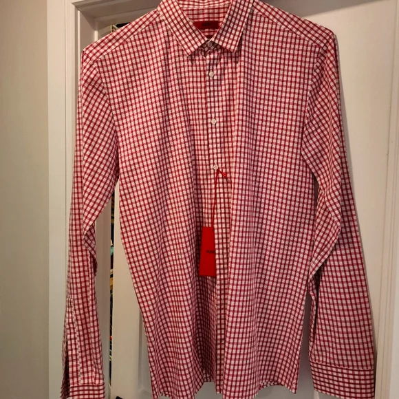 hugo boss red label dress shirt Hugo Boss Red Label Men's White Valerio Solid Modern Fit Dress Shirt